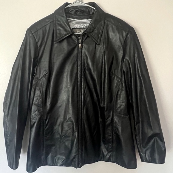 Wilsons Black Leather Jacket Women’s XL Full Zip Insulated Classic Edgy Chic - Picture 2 of 13
